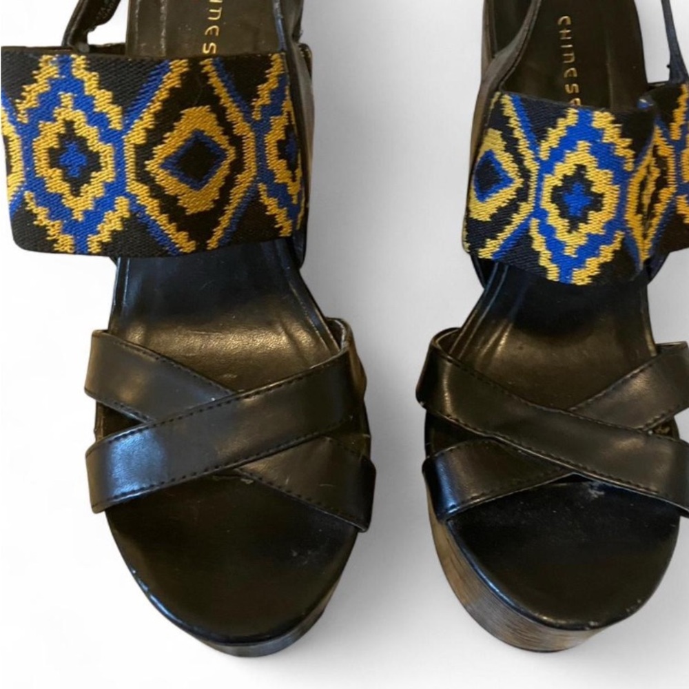 Chinese Laundry Wedge Platform Aztec Pattern Platform Shoes Sz 7.5